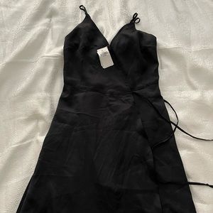 Black wrap silk dress